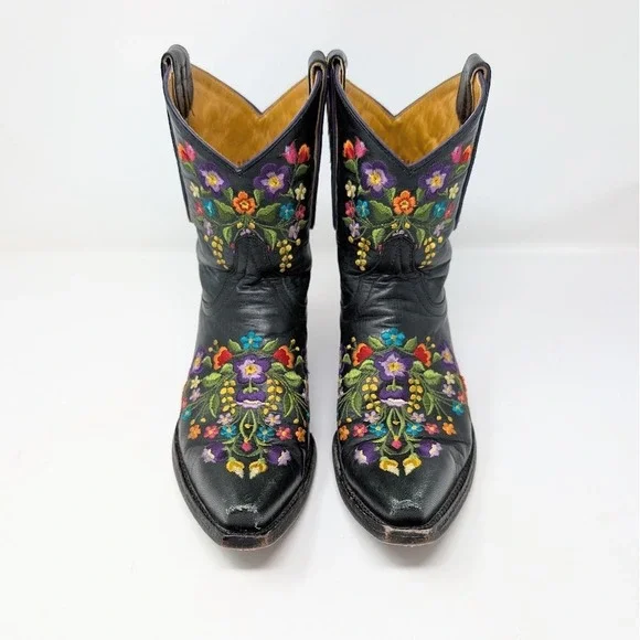Old Gringo Sora Embroidered Floral Leather Western Cowboy Boots Black 5.5B - Picture 5 of 8